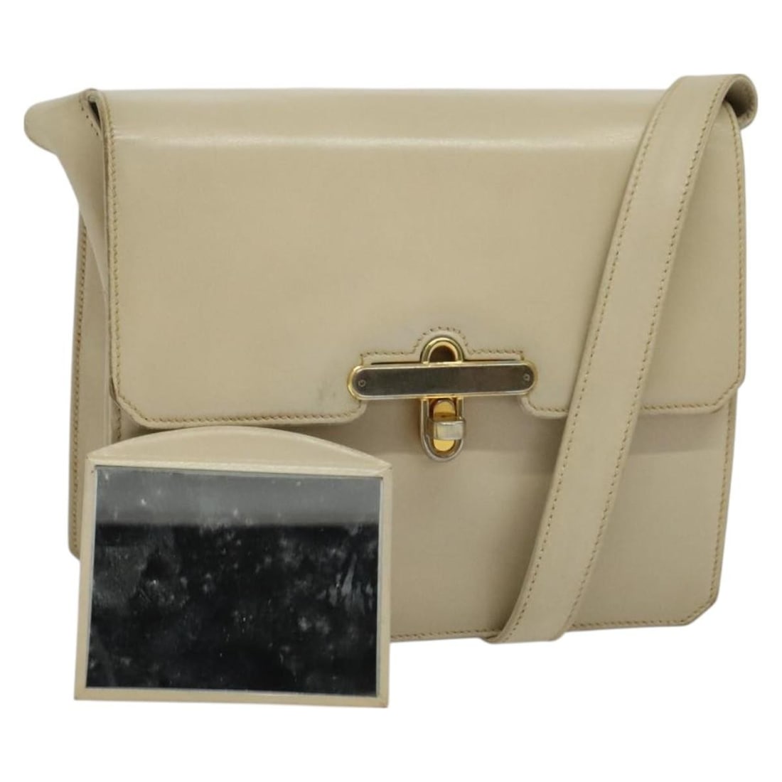 GUCCI Cream Gold Leather Shoulder Bag Made in Italy (1 of 18)