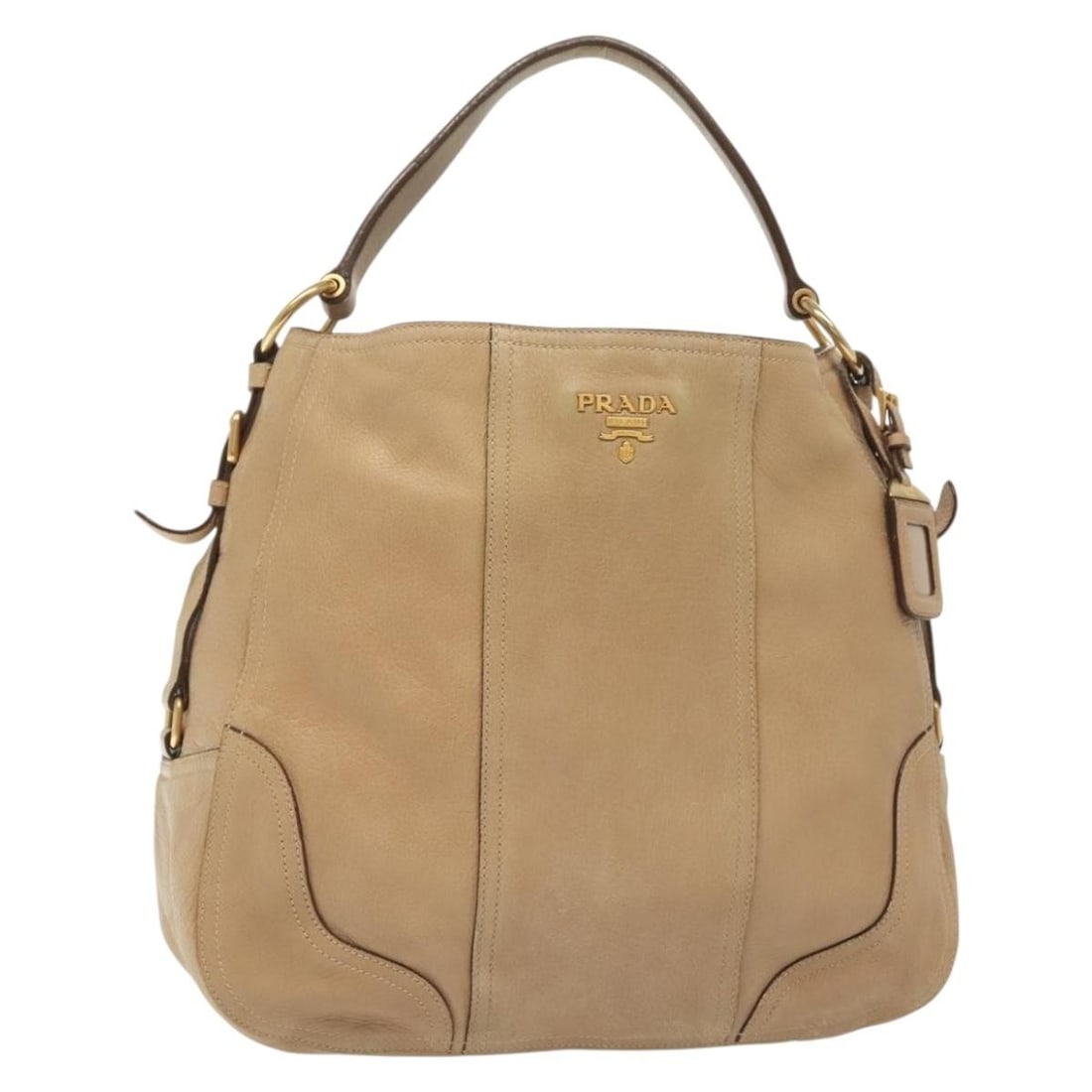 PRADA Beige Gold Leather Shoulder Bag Auth Italy 141810 (1 of 18)