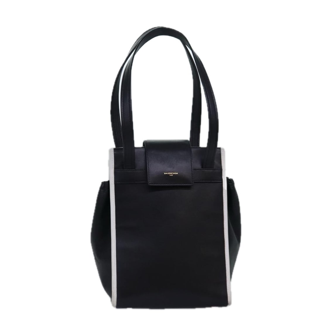 BALENCIAGA Black Leather Shoulder Bag Authentic: BALENCIAGA Black Leather Shoulder Bag Authentic This Balenciaga shoulder bag is crafted from high-quality leather in a sleek black finish, making it a versatile accessory for any outfit. The bag featu