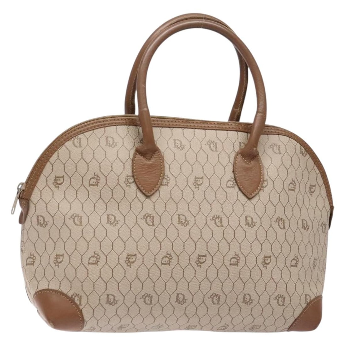 Christian Dior Beige Honeycomb Canvas Hand Bag PVC Authentic (1 of 18)