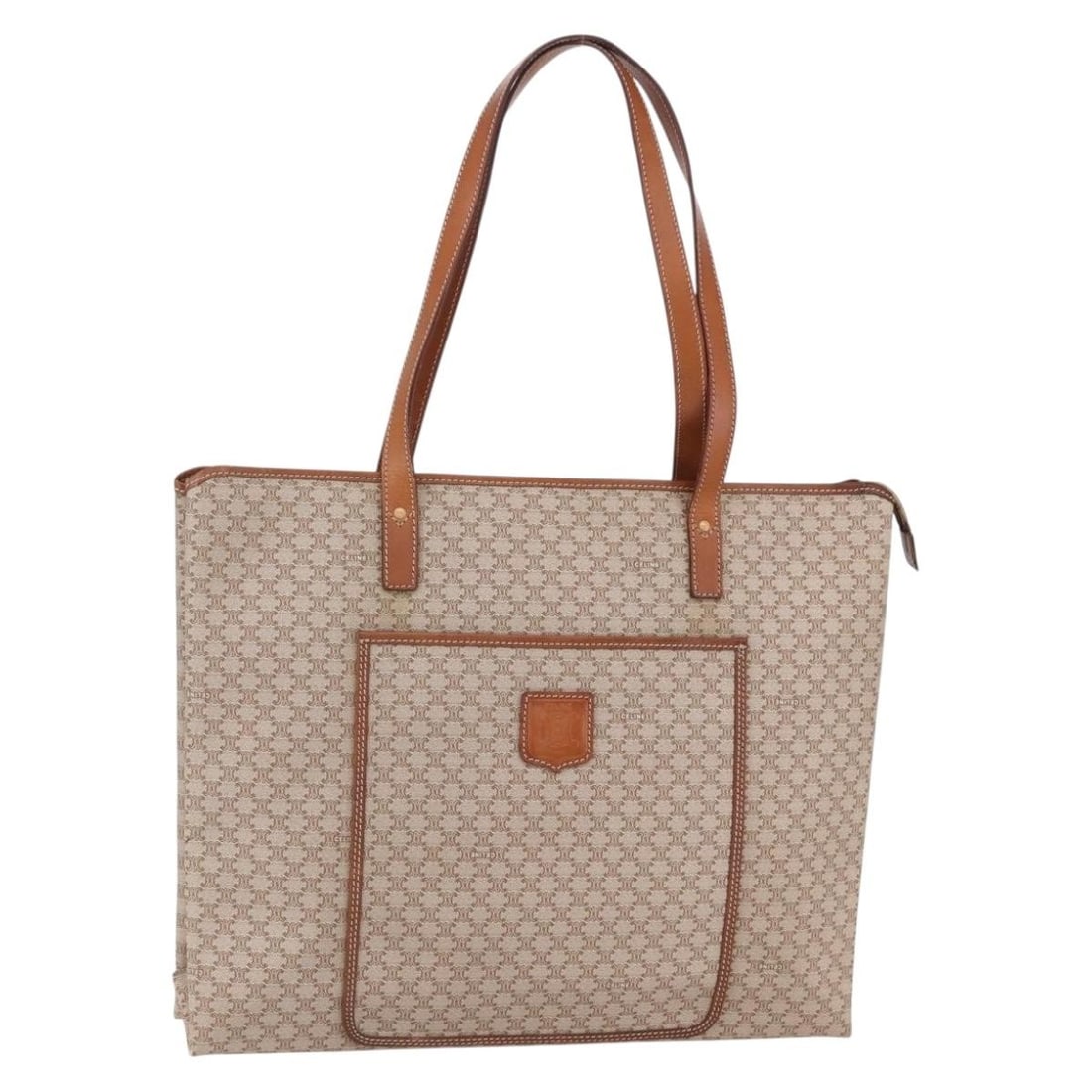 CELINE Beige Macadam Canvas Tote Bag PVC Italy Auth BA7687 (1 of 18)