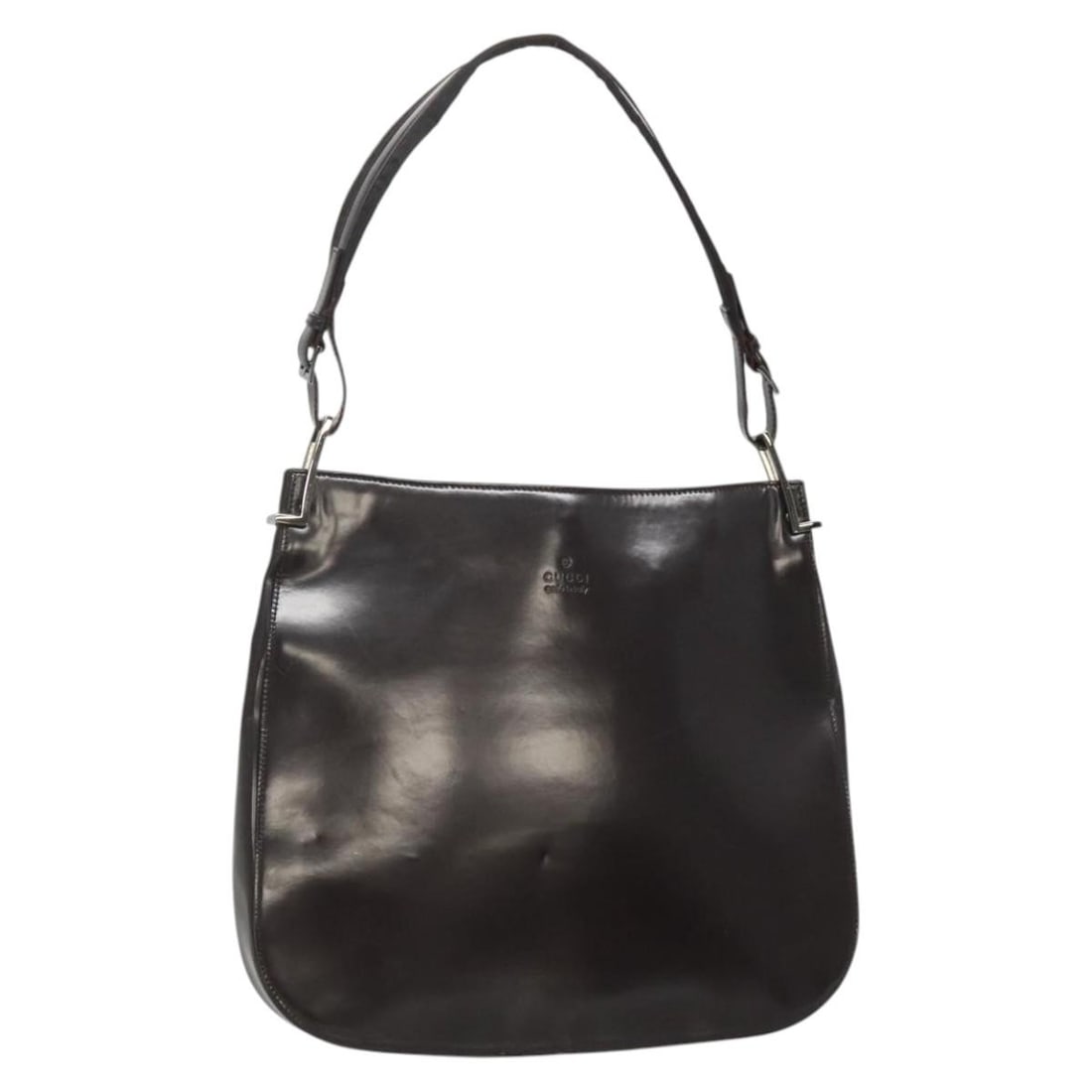 GUCCI 001 3166 Brown Silver Patent Leather Shoulder Bag Auth (1 of 18)