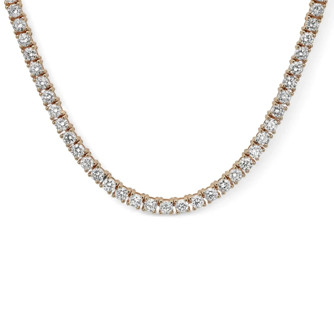 Rachel Koen 14K Yellow Gold Lab Grown Diamond Tennis Necklace 9.81Cttw: Rachel Koen 14K Yellow Gold Lab Grown Diamond Tennis Necklace 9.81Cttw Enhance your jewelry collection with this exquisite prong set round cut lab grown diamond tennis necklace, crafted from luxurious