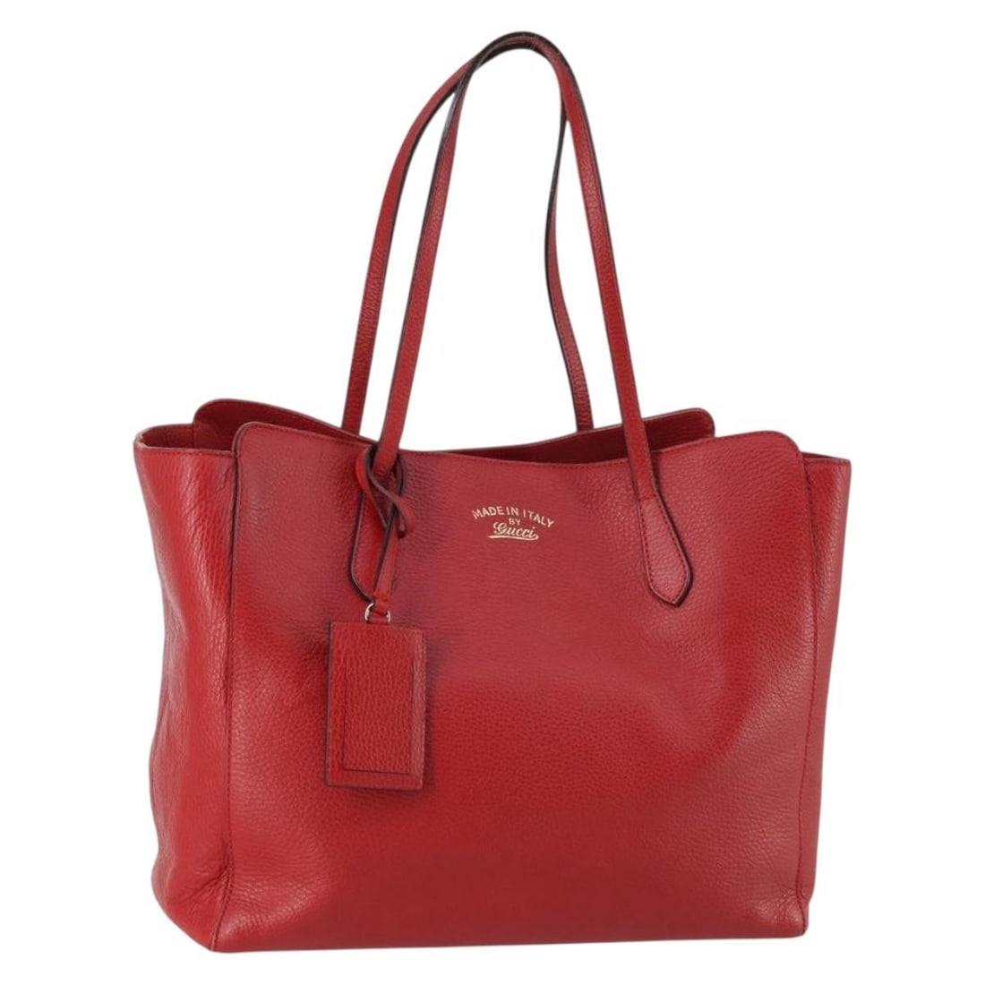 GUCCI Swing Tote Bag Red Leather Gold Accents 354397 Auth (1 of 18)
