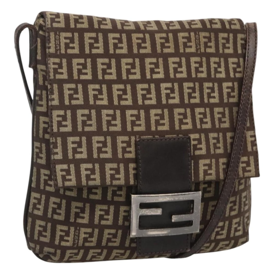 Fendi Zucchino Canvas Shoulder Bag Black Brown Silver Made in Italy: Fendi Zucchino Canvas Shoulder Bag Black Brown Silver Made in Italy This Fendi Zucchino Canvas Shoulder Bag is a stylish accessory crafted in Italy. Its unique exterior features a blend of black, brow