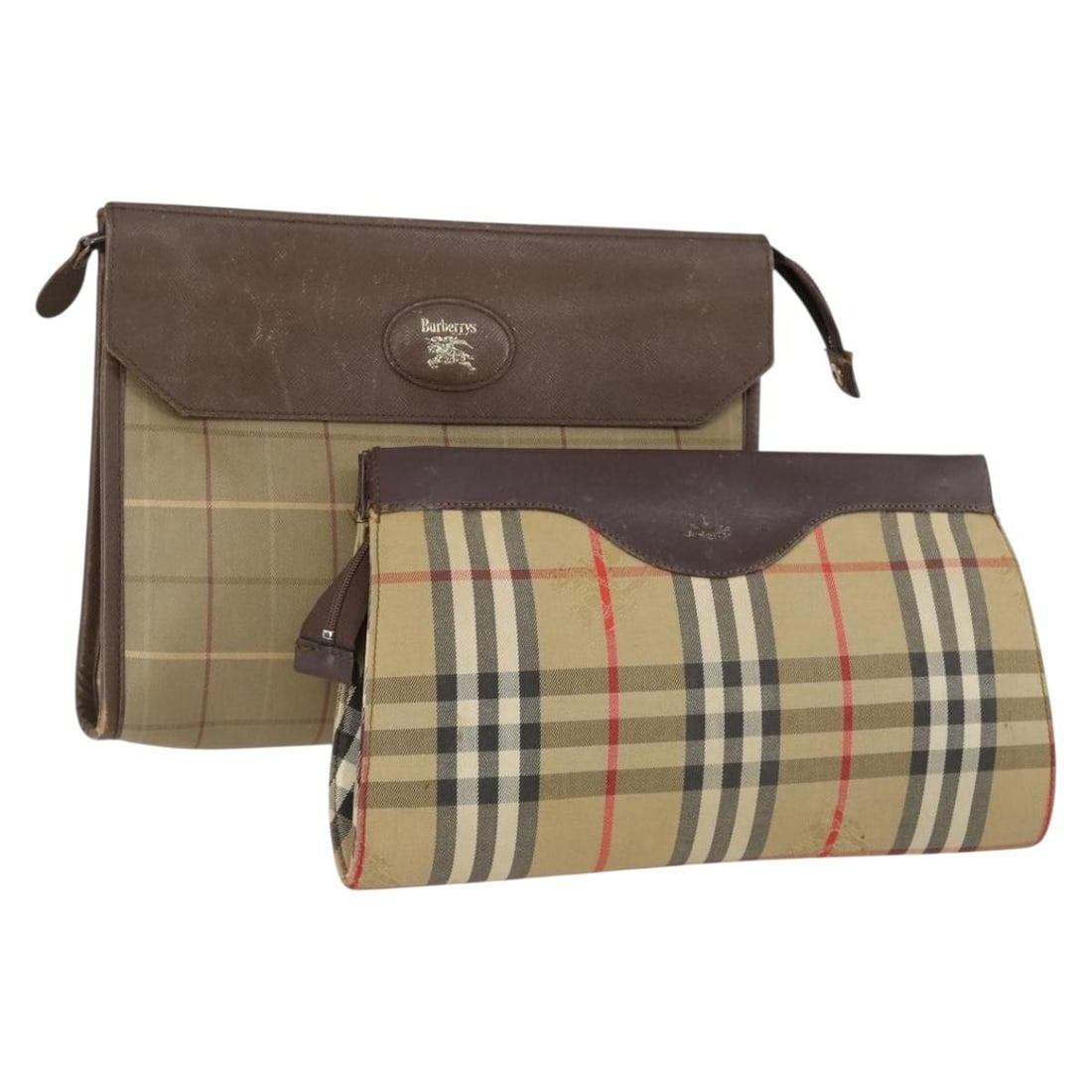 BURBERRY Nova Check Beige Canvas Clutch Bag Set of 2 Auth: BURBERRY Nova Check Beige Canvas Clutch Bag Set of 2 Auth This Burberry Nova Check Clutch Bag is a stylish accessory crafted from durable canvas in a classic beige color. The clutch features a distinc