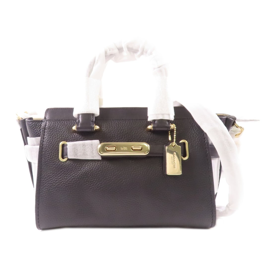 COACH 2 Way Shoulder Bag Black Calfskin Leather GHW (1 of 18)