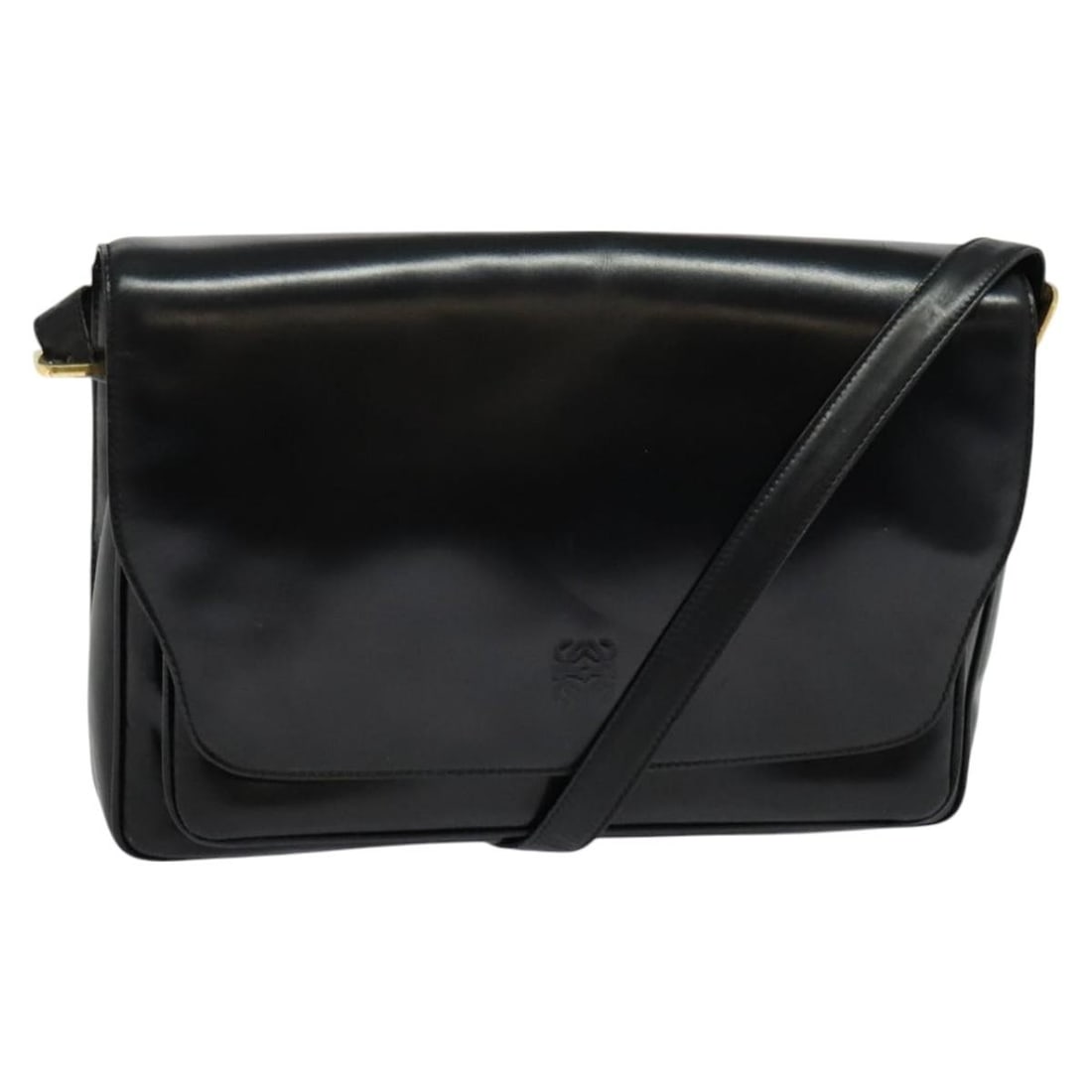 LOEWE Black Gold Anagram Leather Shoulder Bag Spain: LOEWE Black Gold Anagram Leather Shoulder Bag Spain Introducing the LOEWE Anagram Shoulder Bag, a sophisticated accessory crafted in Spain from premium leather. This stylish bag features a chic black