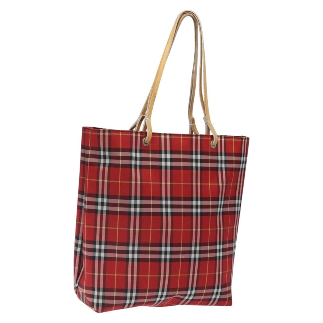 BURBERRY Nova Check Red Nylon Tote Bag Made in Italy (1 of 18)