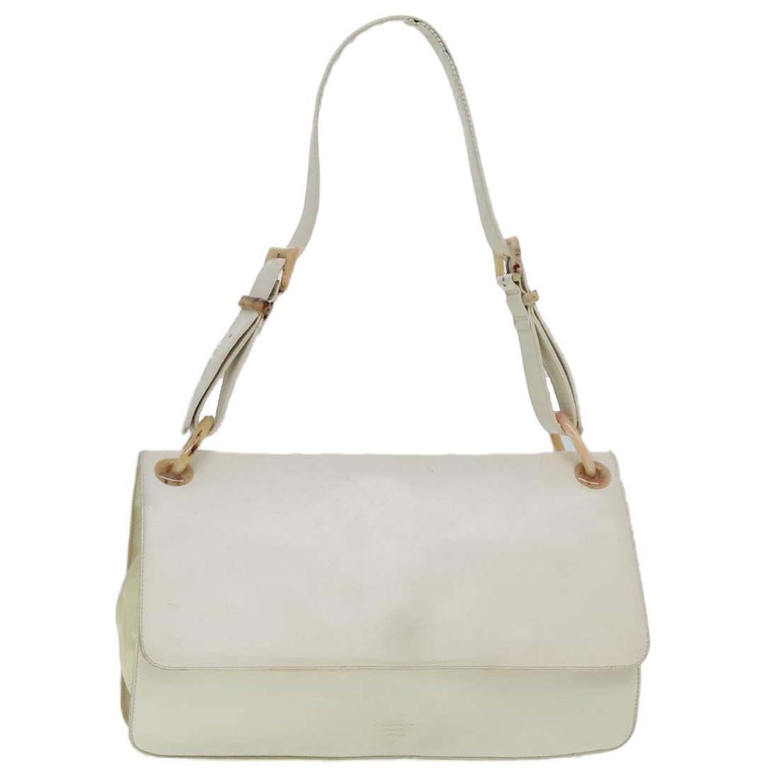 PRADA White Silver Leather Shoulder Bag Authentic 91257 (1 of 18)