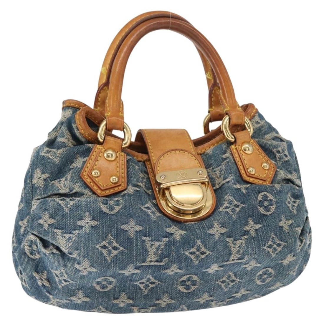 LOUIS VUITTON Monogram Denim Preity Hand Bag Blue M95020 Auth (1 of 18)