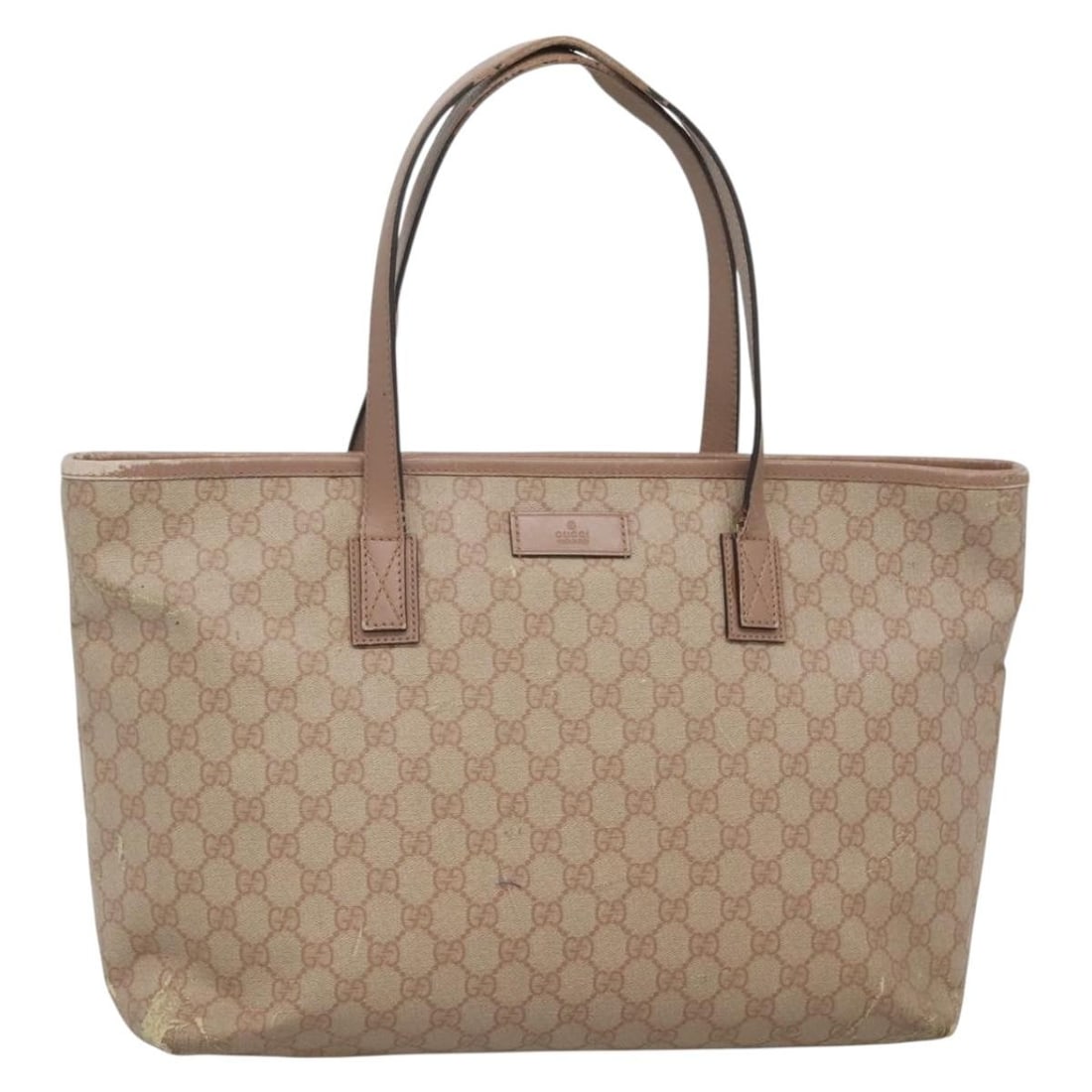 GUCCI GG Supreme Tote Bag Beige Gold PVC 211137 Auth (1 of 18)