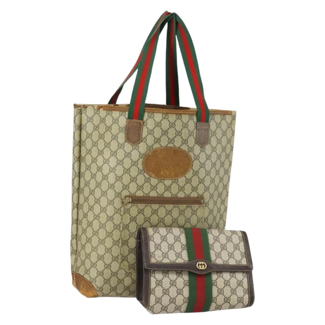 GUCCI GG Supreme Web Sherry Line Tote Bag Set Beige Red Authentic: GUCCI GG Supreme Web Sherry Line Tote Bag Set Beige Red Authentic This authentic GUCCI GG Supreme Web Sherry Line Tote Bag showcases a stylish and iconic design perfect for everyday use. Crafted in It