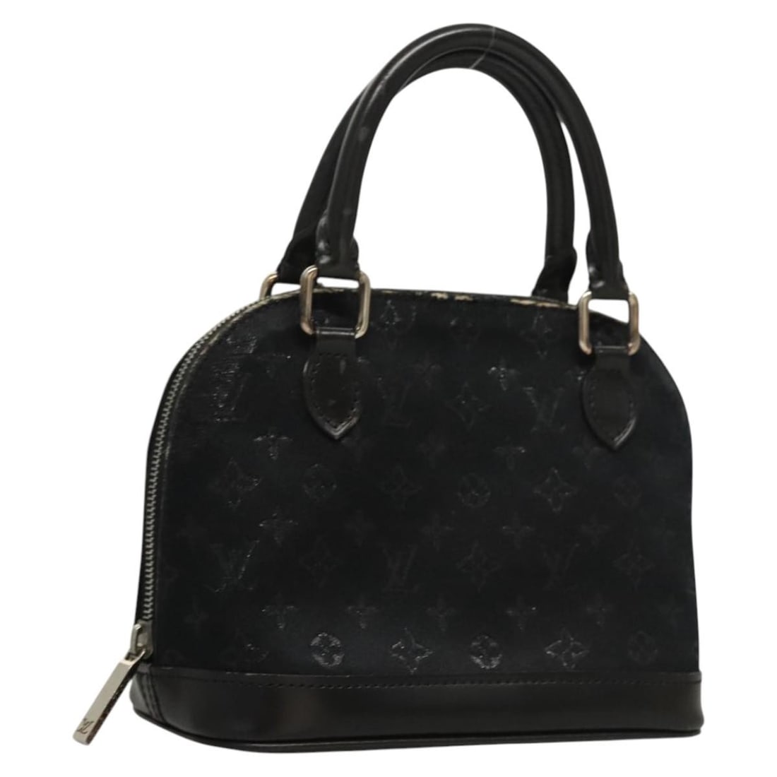 LOUIS VUITTON Monogram Satin Little Alma Hand Bag Black M92146: LOUIS VUITTON Monogram Satin Little Alma Hand Bag Black M92146 This exquisite LOUIS VUITTON Monogram Satin Little Alma Hand Bag is a stylish accessory from the renowned French luxury brand. Crafted