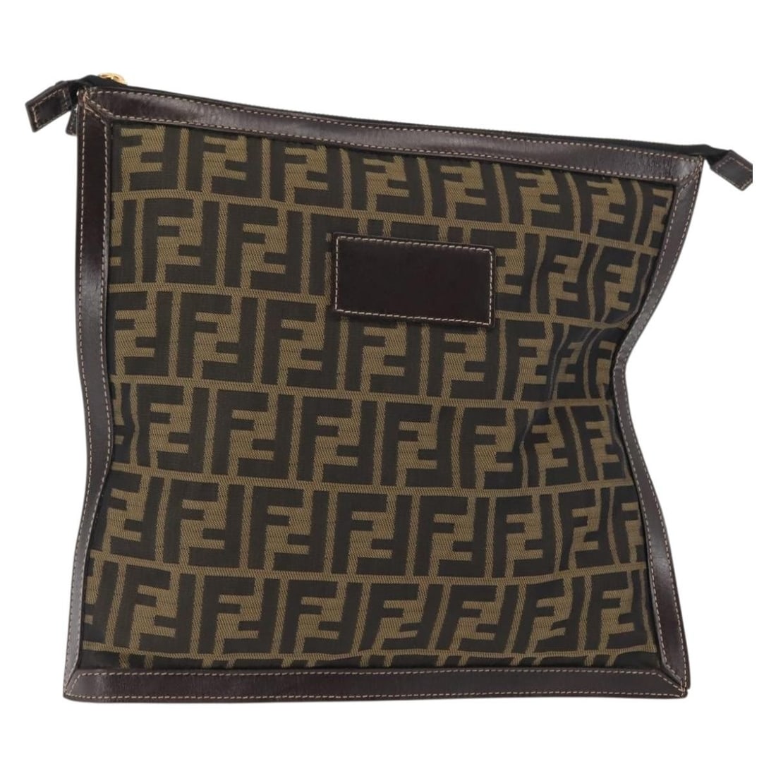 FENDI Zucca Canvas Pouch Black Brown Authentic 13 x 11.8 Inch: FENDI Zucca Canvas Pouch Black Brown Authentic 13 x 11.8 Inch This FENDI Zucca Canvas Pouch showcases a stylish blend of black and brown colors, making it a versatile accessory for any occasion. Craft