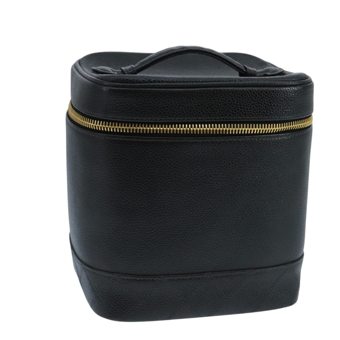 CHANEL Black Gold Grained Calfskin Cosmetic Pouch Authenticated (1 of 18)