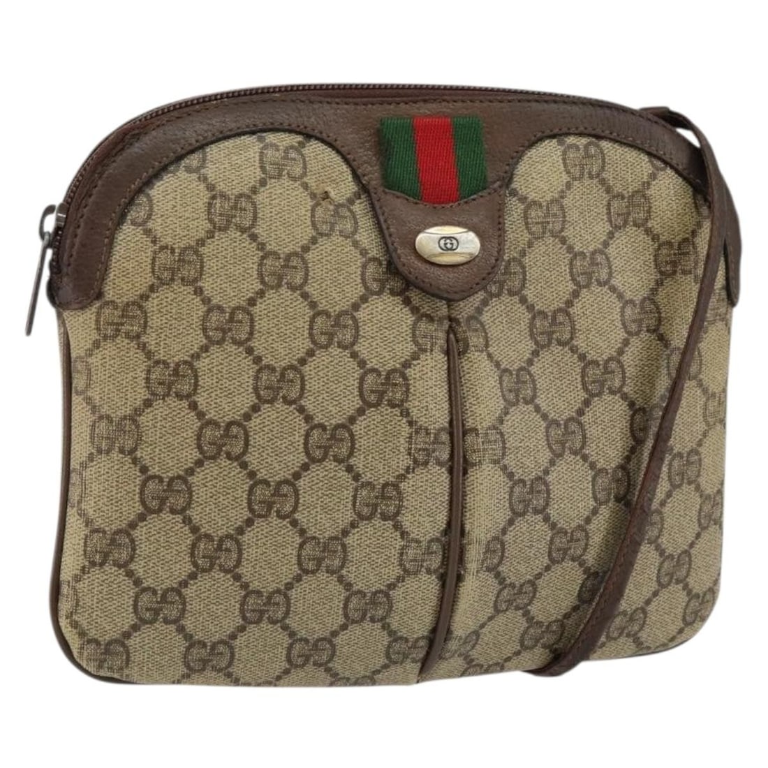 GUCCI GG Supreme Sherry Line Beige Gold Shoulder Bag PVC 904 02 047 Auth (1 of 18)