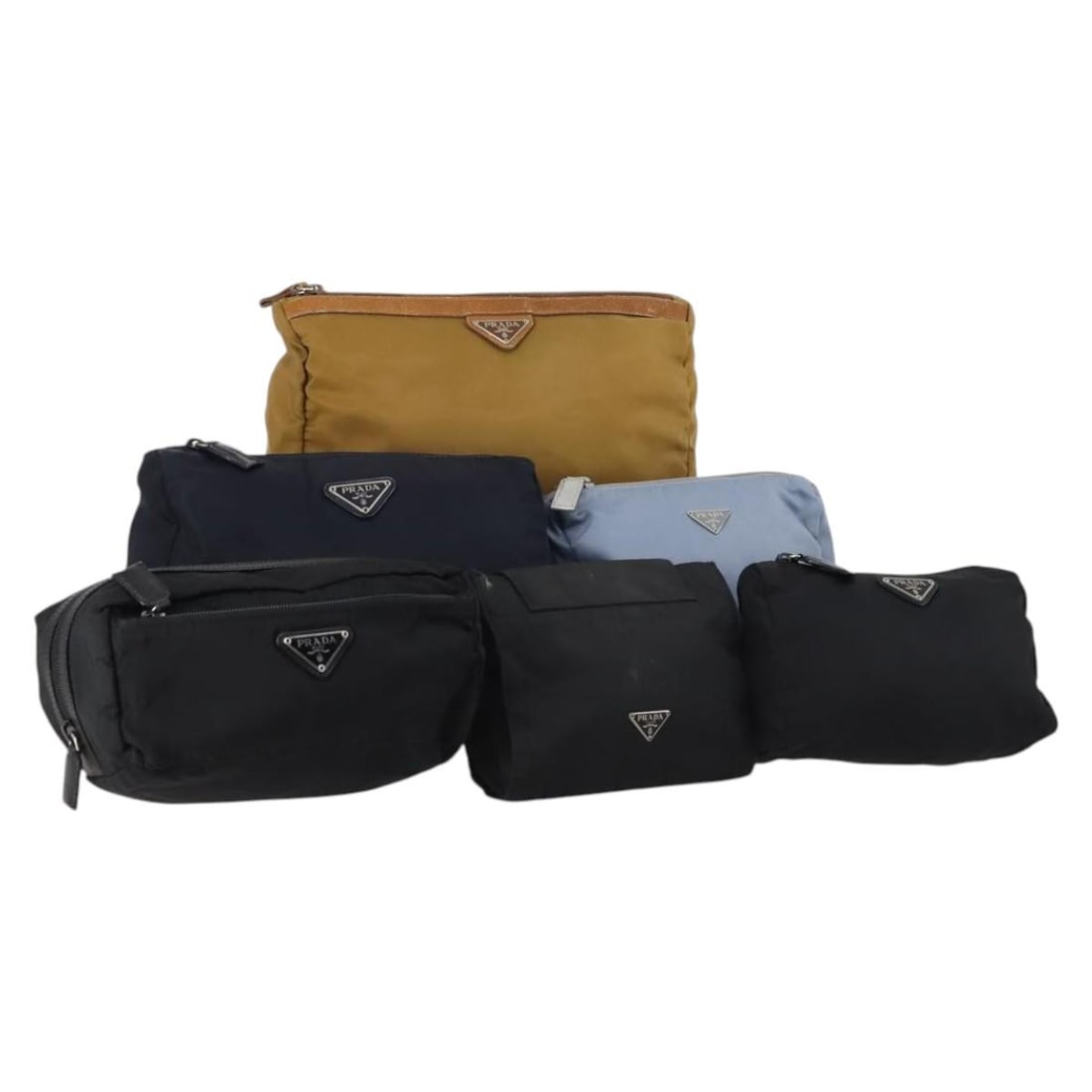 PRADA Nylon Pouch Set of 6 Black Brown Blue Authentic (1 of 18)