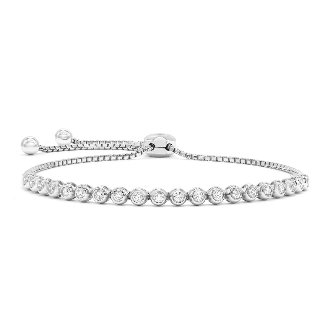 Rachel Koen 14K White Gold Diamond Tennis Bracelet 0.68Cttw Adjustable (1 of 5)