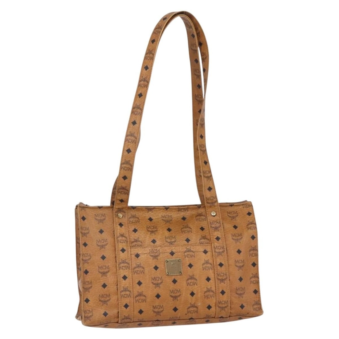 MCM Logogram Vicetos Tote Bag Brown Gold PVC Leather Auth (1 of 18)