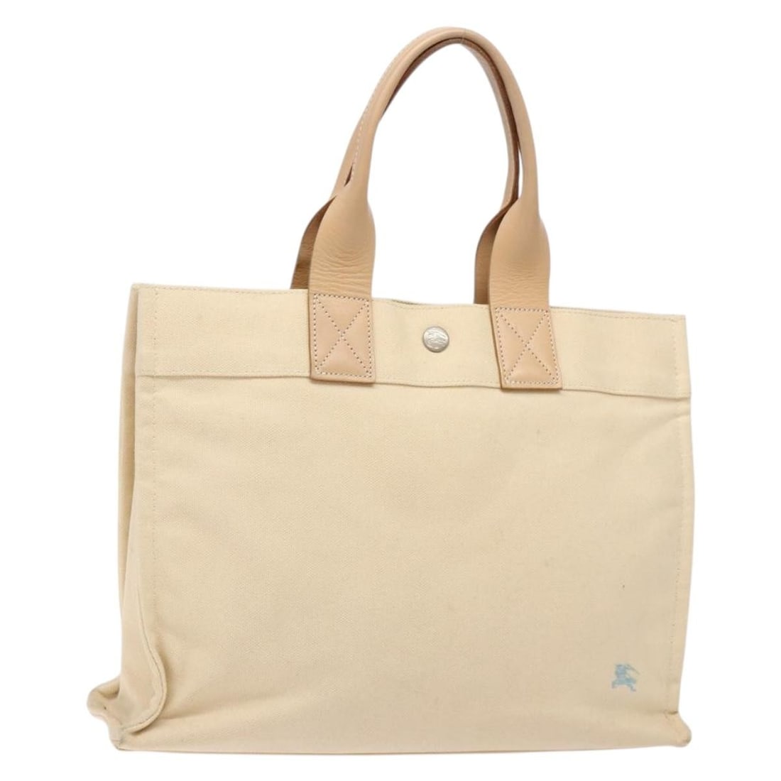 BURBERRY Blue Label Beige Silver Canvas Tote Bag with Pouch: BURBERRY Blue Label Beige Silver Canvas Tote Bag with Pouch This BURBERRY Blue Label Tote Bag is a stylish accessory crafted from durable canvas, featuring a sophisticated beige and silver color schem