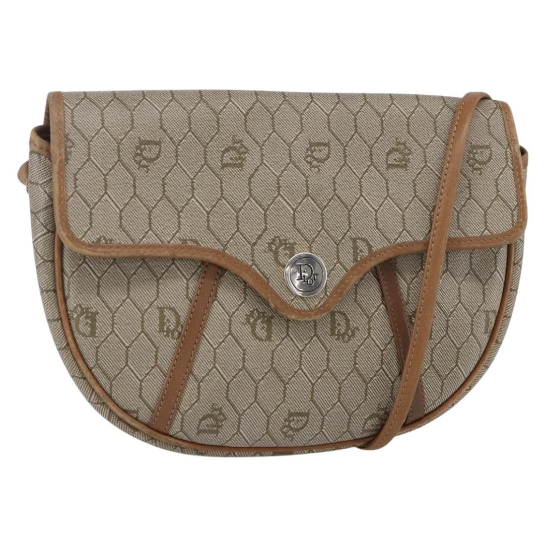 Christian Dior Honeycomb PVC Shoulder Bag Beige Gold Auth BA7508 (1 of 18)