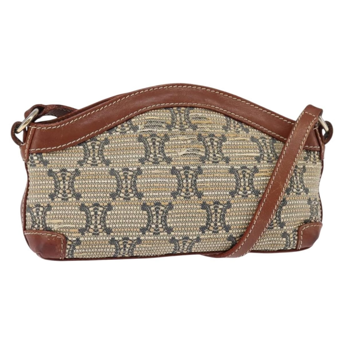 CELINE Beige Macadam Canvas Shoulder Bag Italy Auth BA5599 (1 of 18)