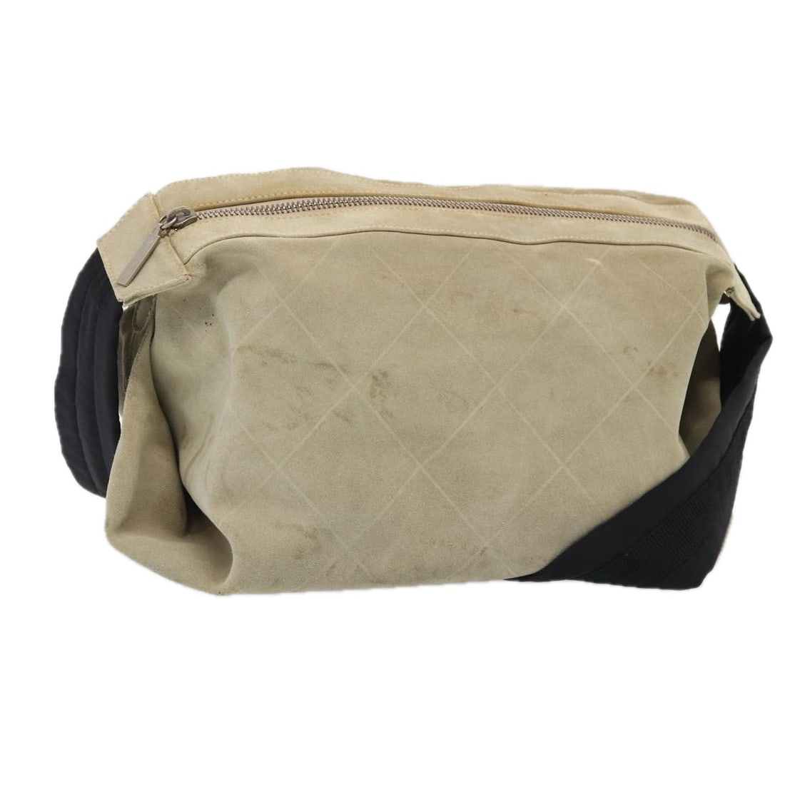 CHANEL Matelasse Suede Shoulder Bag Beige Black Silver Auth (1 of 18)