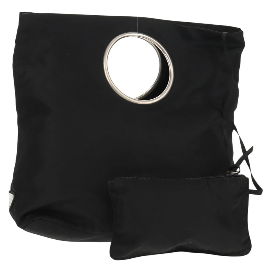 PRADA Black Silver Nylon Hand Bag with Pouch Auth 148425 (1 of 18)