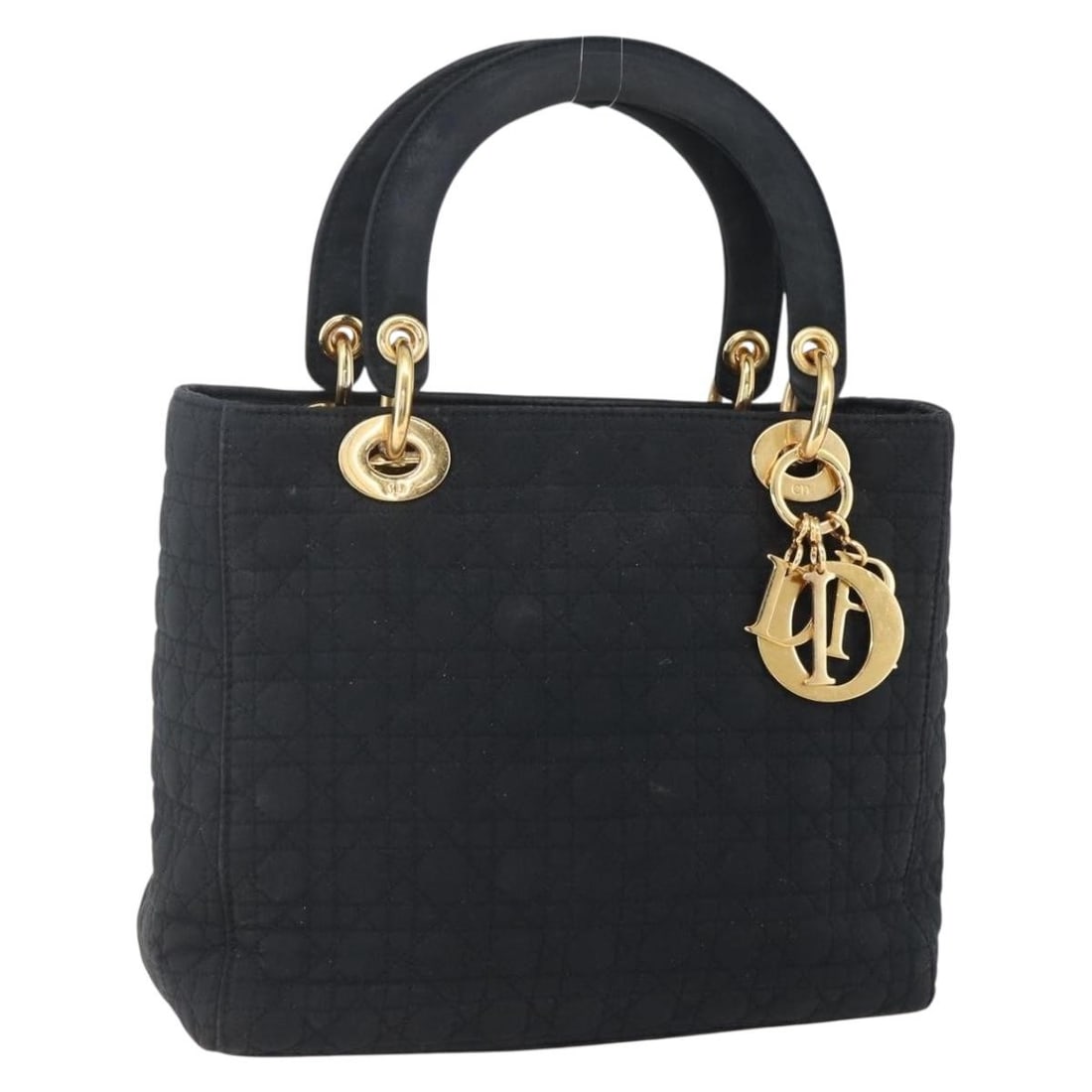 Christian Dior Black Gold Nylon Canage Hand Bag Auth BA7307 (1 of 18)