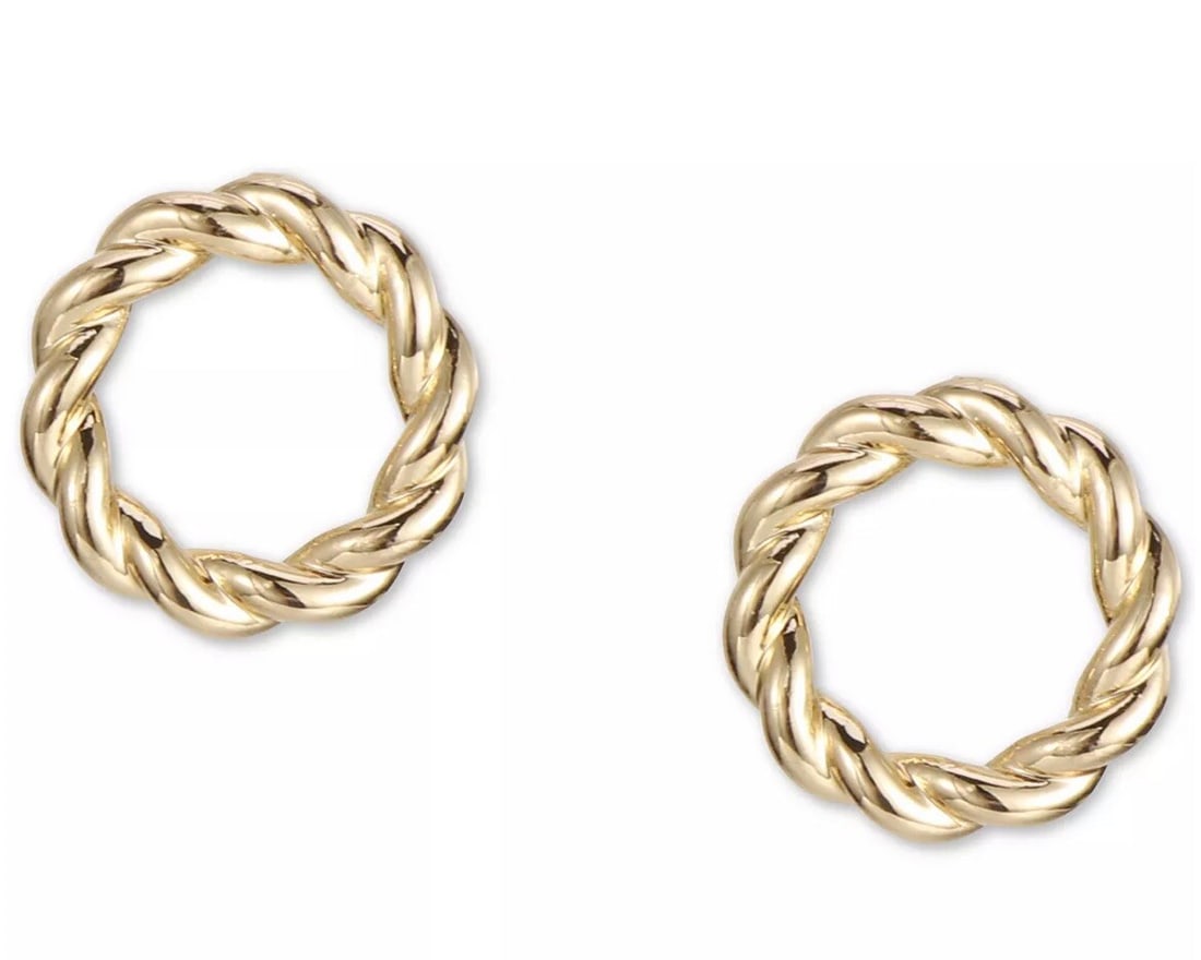 Charter Club Gold-Tone Dangle Twist Circle Button Earrings (1 of 3)