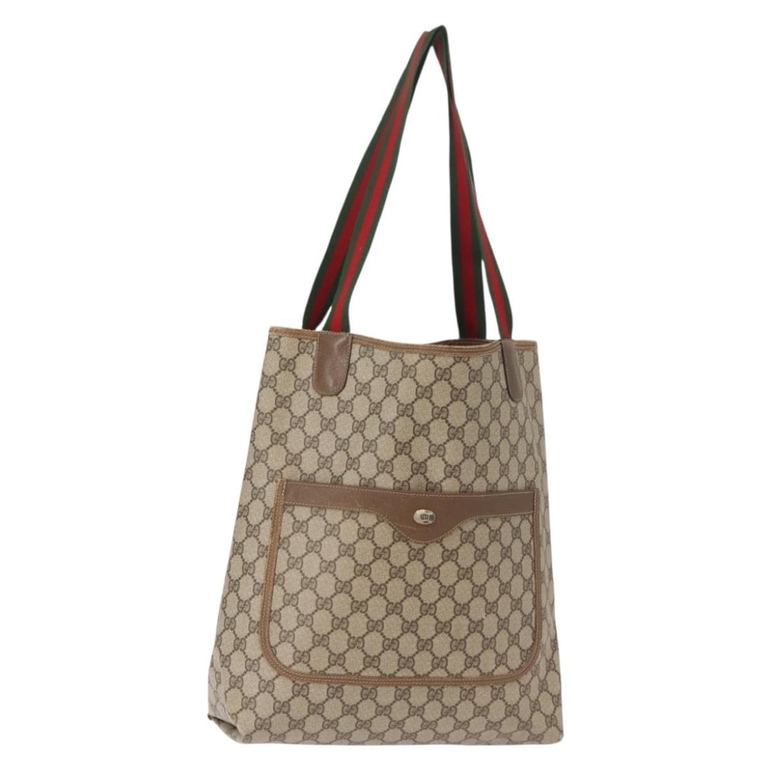 GUCCI GG Supreme Sherry Line Tote Bag Beige PVC Auth 39 02 003 (1 of 18)