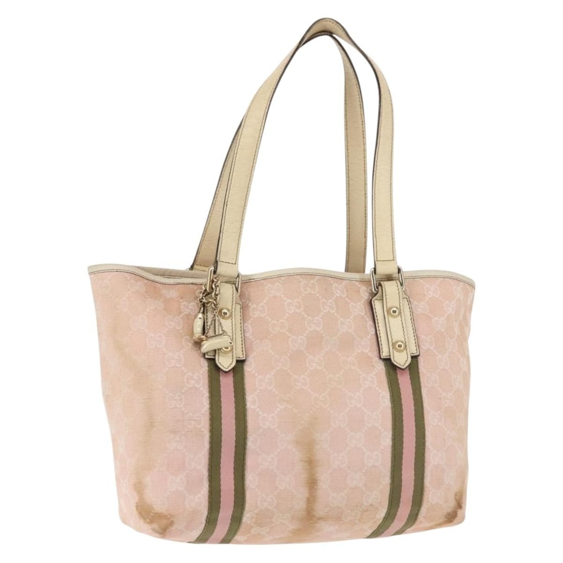 GUCCI GG Canvas Sherry Line Tote Bag Pink Gold Khaki 137396 Made in Italy (1 of 18)