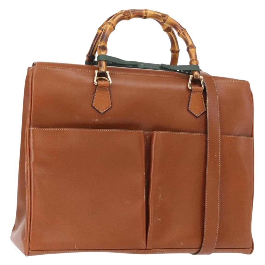 GUCCI Bamboo Leather Hand Bag Brown Gold 002 2855 03222 0 Auth (1 of 18)