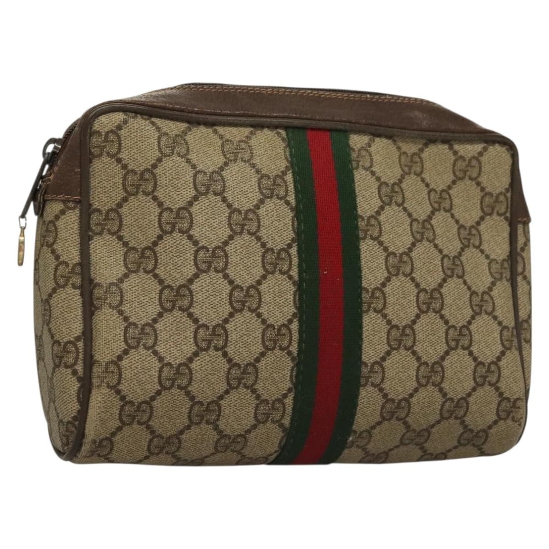 GUCCI GG Supreme Sherry Clutch Bag PVC Beige Gold Auth BA4384 (1 of 17)