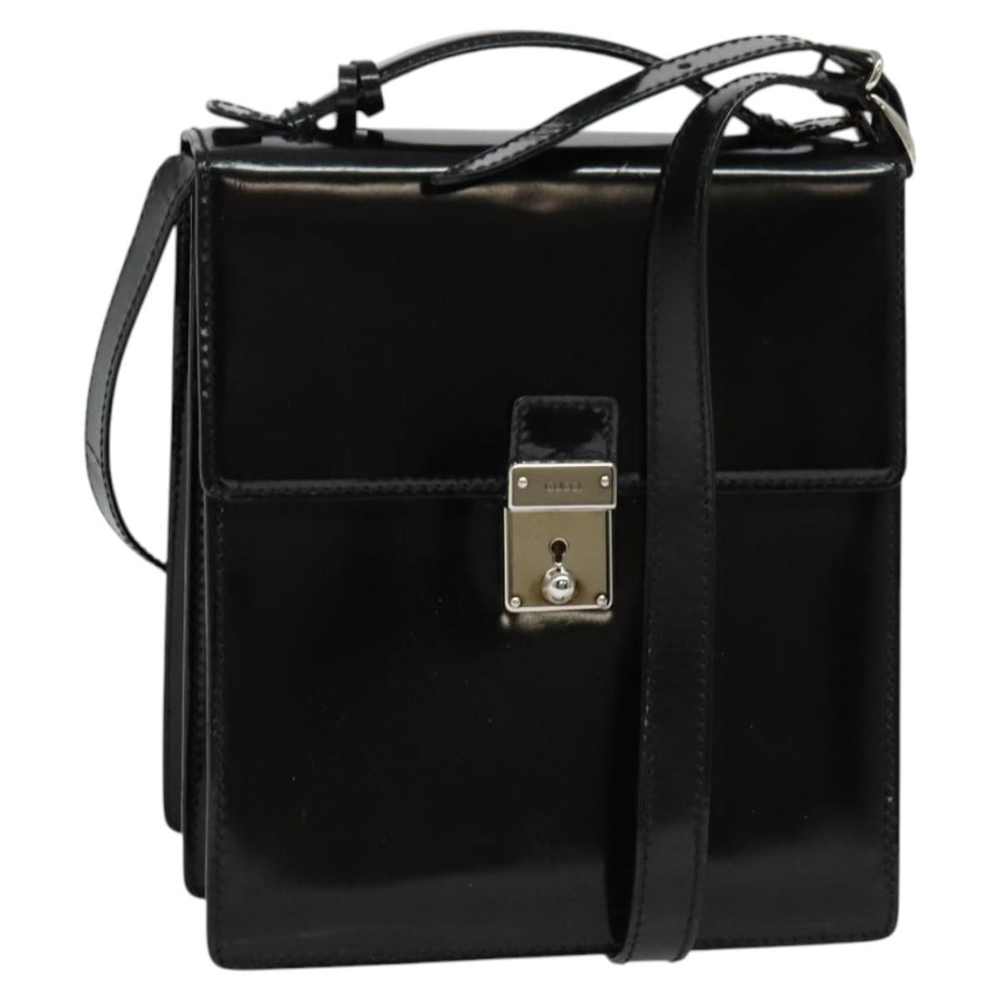 GUCCI Patent Leather Shoulder Bag Black Silver 018 123 1003 Made in Italy (1 of 18)