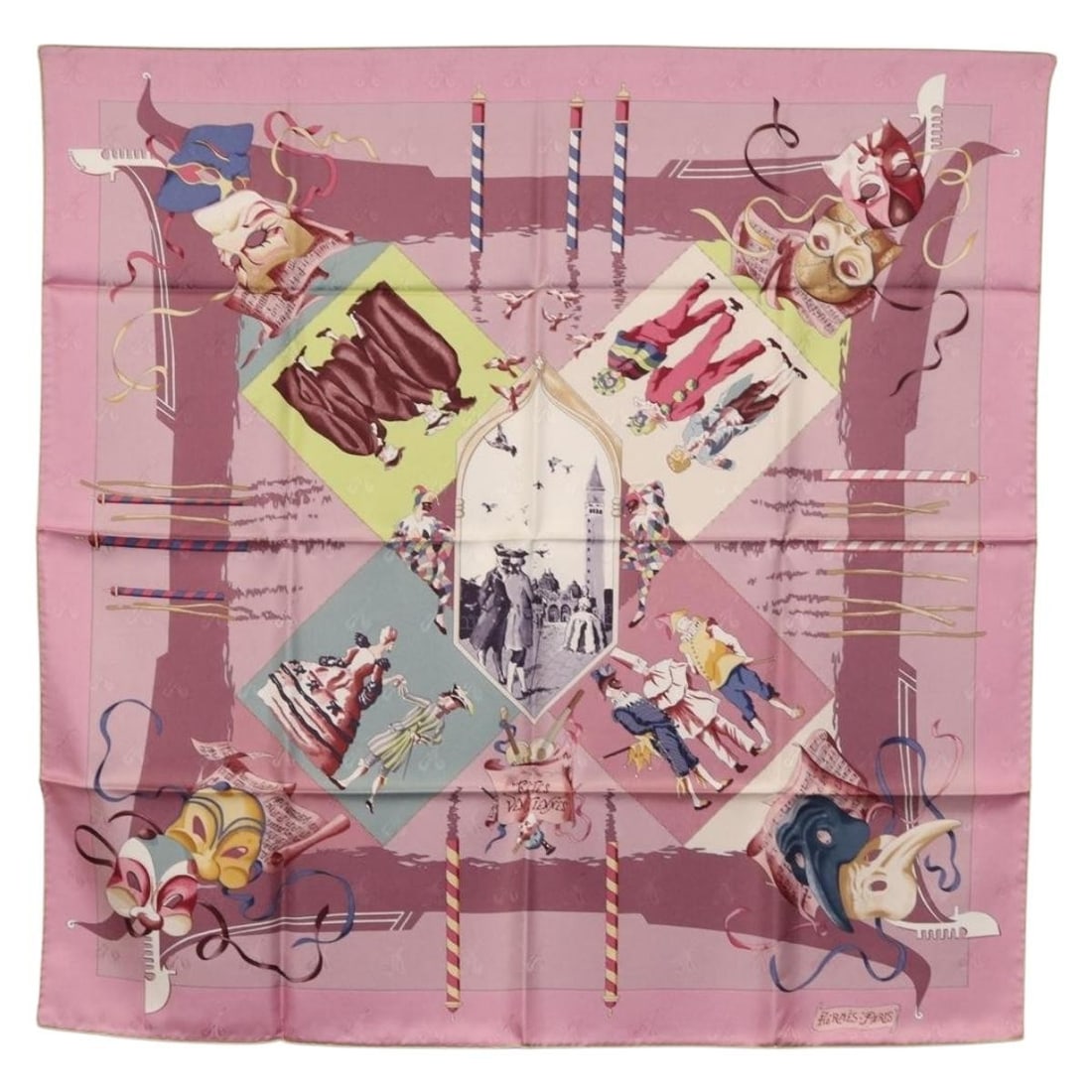 Hermes Carre 90 Fetes Venitiennes Silk Scarf Purple Authentic (1 of 14)