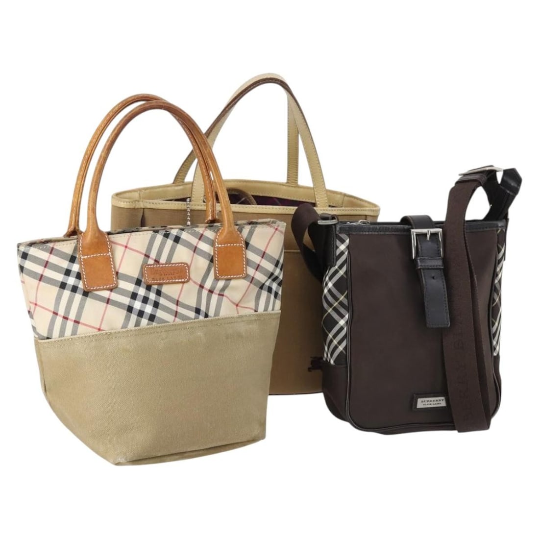Burberry Nova Check Beige Brown Tote Bag Set of 3 Authentic (1 of 18)