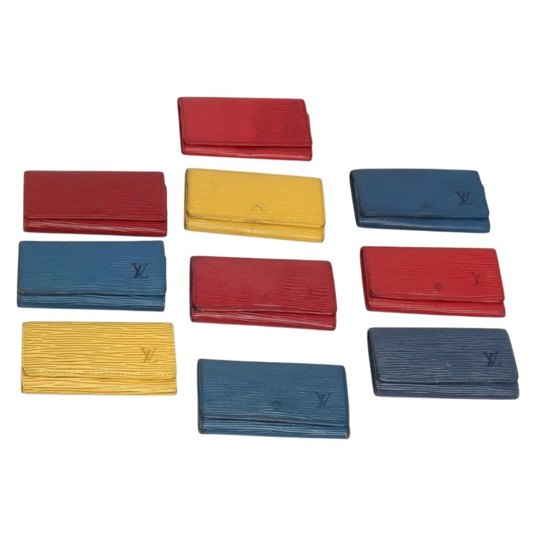 LOUIS VUITTON Epi Leather Key Case 10set Yellow Red Blue Auth: LOUIS VUITTON Epi Leather Key Case 10set Yellow Red Blue Auth Embrace luxury with this LOUIS VUITTON Epi Key Case, a stylish accessory crafted from iconic Epi leather in a vibrant combination of yello