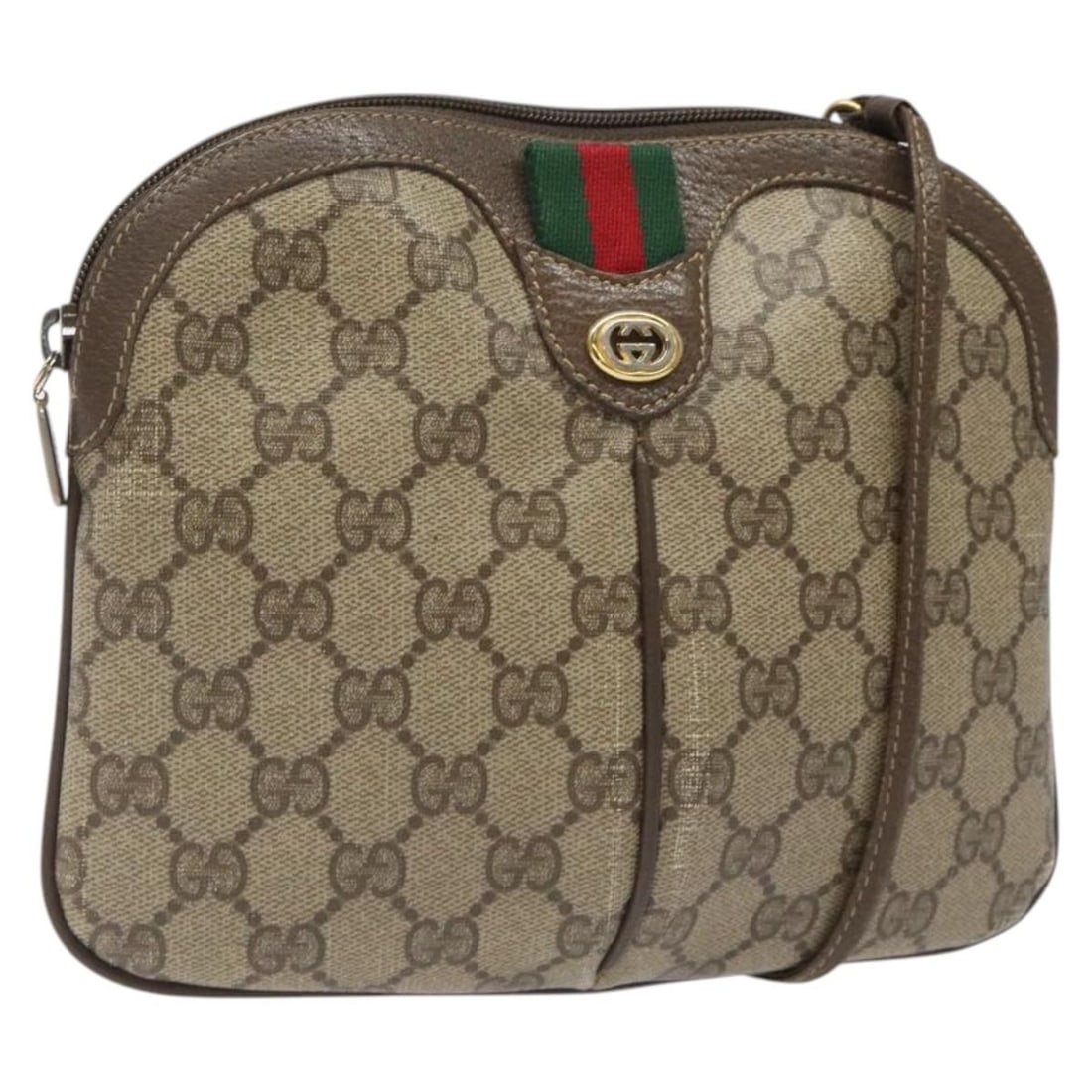 GUCCI GG Supreme Web Sherry Line Shoulder Bag PVC Beige Red 904 02 047 Auth (1 of 18)