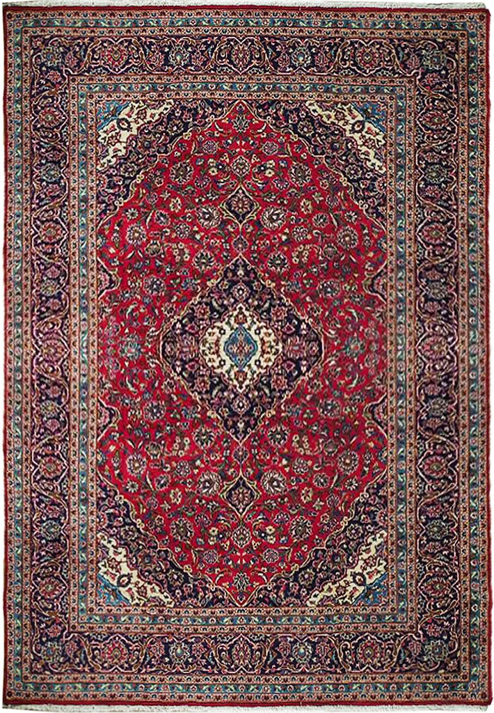 Red Handmade Semi-Antique Persian Kashan Rug 9.8 x 12.6 ft (1 of 6)