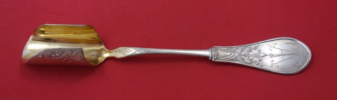 Gem by Schulz & Fischer Sterling Silver Cheese Scoop 7 3/4" Monogrammed: Gem by Schulz & Fischer Sterling Silver Cheese Scoop 7 3/4" Monogrammed Introducing the exquisite Gem by Schulz & Fischer Sterling Silver Cheese Scoop, a beautiful serving piece from the late 19th cen