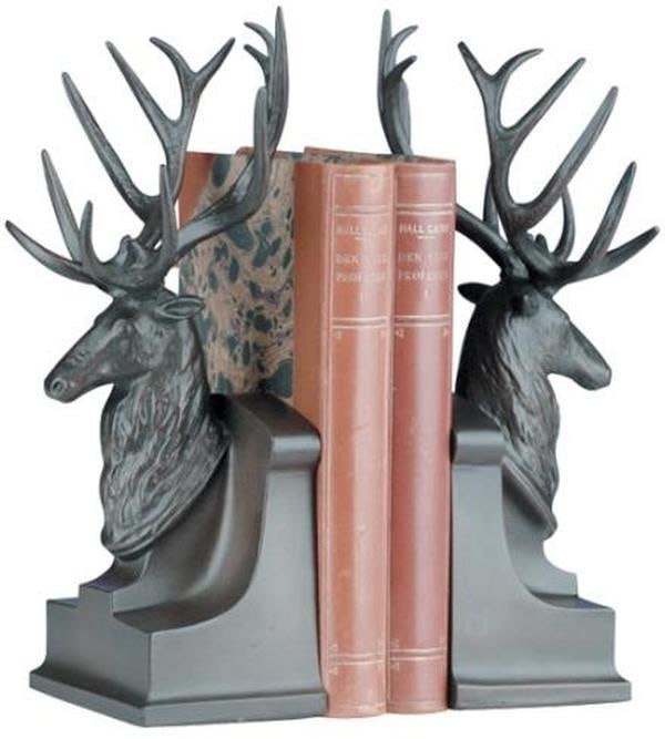 Rustic Lodge Style Resin Deer Head Bookends Pair: Rustic Lodge Style Resin Deer Head Bookends Pair Enhance your home decor with these Rustic Resin Deer Head Bookends, perfect for nature enthusiasts and lovers of lodge style. Each bookend features fin