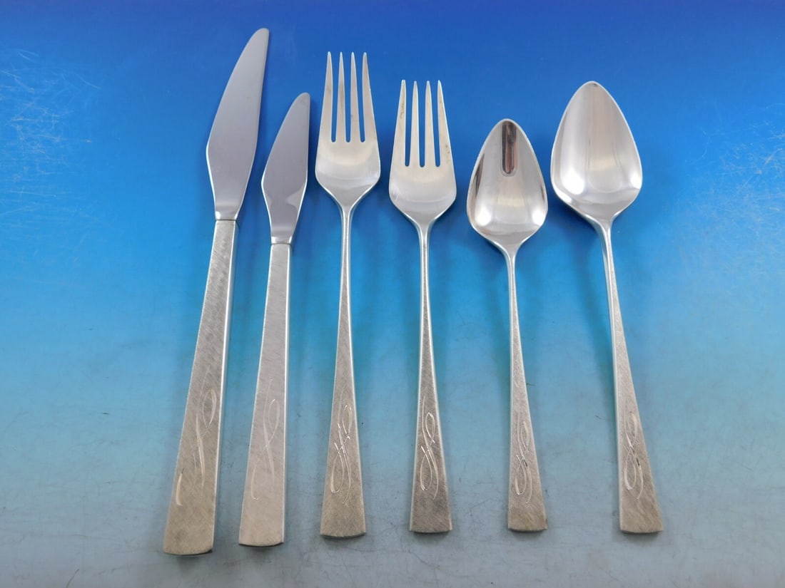 Reed & Barton Da Vinci 78-Piece Sterling Silver Flatware Set Modern Design (1 of 8)