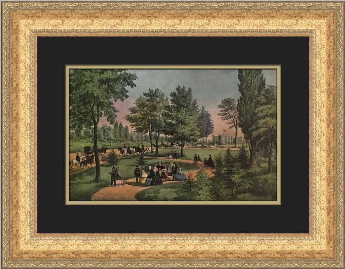 Currier & Ives Central Park-The Drive Custom Framed Print 1952 (1 of 2)