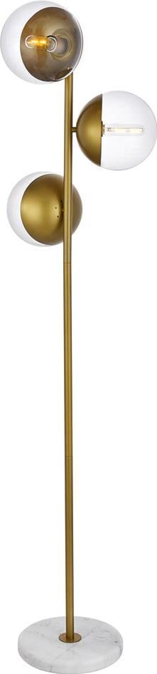 Elegant Lighting Eclipse Brass Floor Lamp 3 Bulbs Glass Marble (1 of 1)