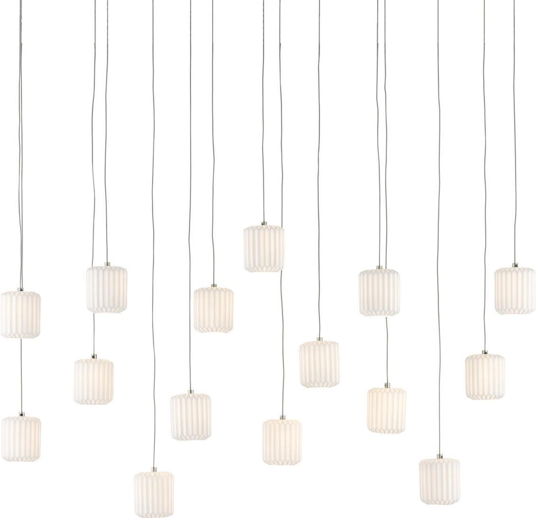 Currey Dove Adjustable Ceramic Shade Pendant Light Dimmable 15 Bulbs: Currey Dove Adjustable Ceramic Shade Pendant Light Dimmable 15 Bulbs Illuminate your space with this stunning Adjustable Ceramic Shade Multi-Drop Pendant from the Dove collection. Crafted with a beaut