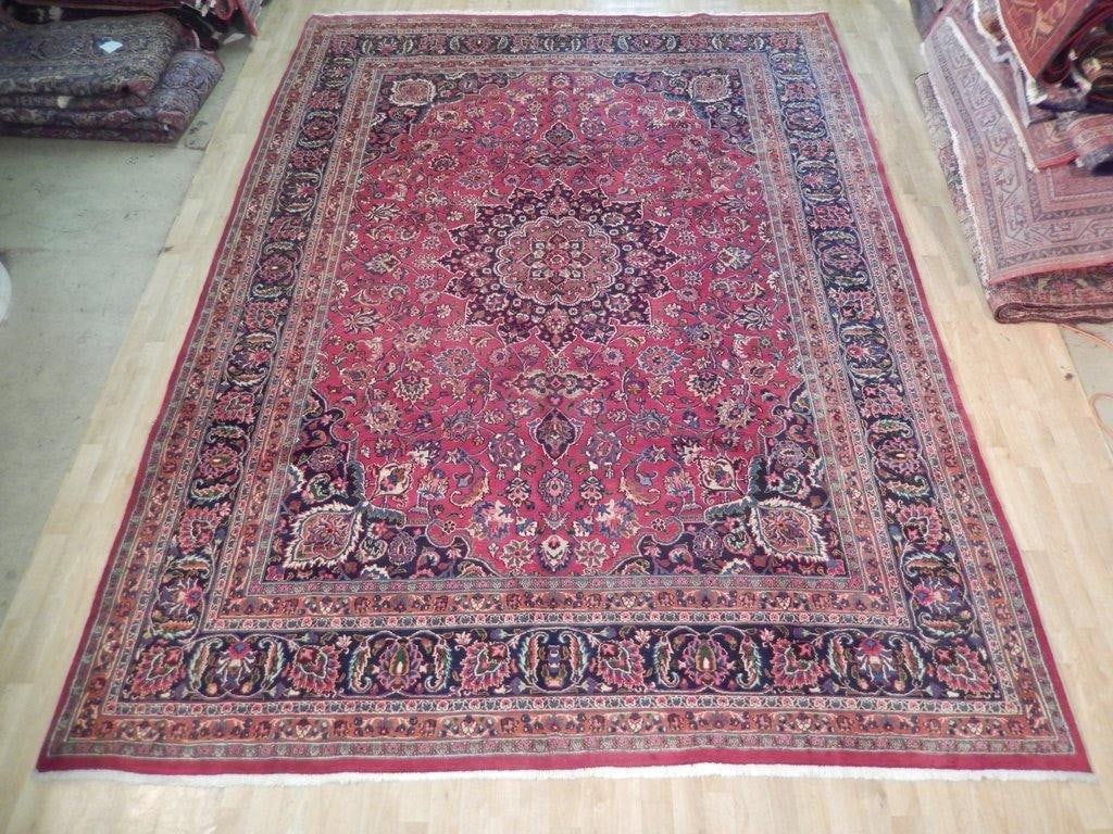 9.9' x 13.3' Red Semi Antique Persian Tabriz Handmade Rug (1 of 5)
