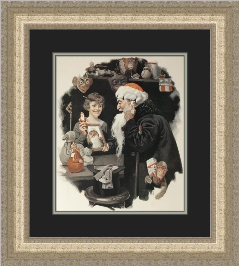 Norman Rockwell Playing Santa Custom Framed 1975 Print (1 of 2)