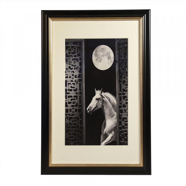 Elegant Horse Under Moon Print by Zentique 35.5 x 23.5: Elegant Horse Under Moon Print by Zentique 35.5 x 23.5 Enhance your space with this elegant classic horse print, perfect for sophisticated decor. This lithograph features a striking depiction of a hor